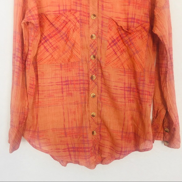 Free People Shore Vibes Button Down Shirt Plaid S - Picture 6 of 8